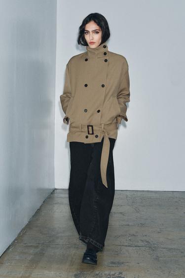 ZW COLLECTION FLOWING JACKET WITH BELT - Mink by Zara