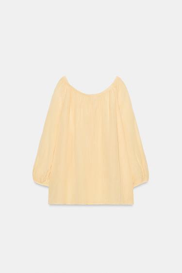 BLOUSE EN LIN ZW COLLECTION - Jaune pastel de Zara - Image 6