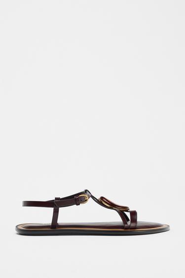 METAL APPLIQUÉ SANDALS - Brown by Zara