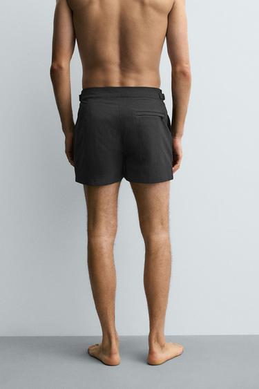 MID-STRUCTURE SWIMMING TRUNKS - Black by Zara - Image 3