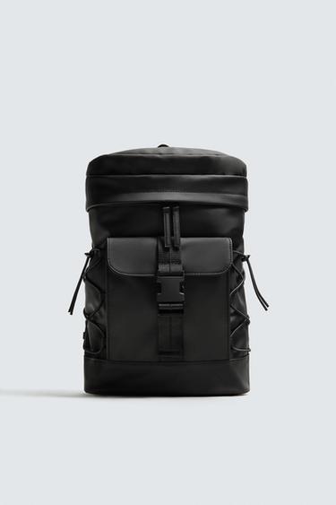 Zara RUBBERIZED BACKPACK - Black