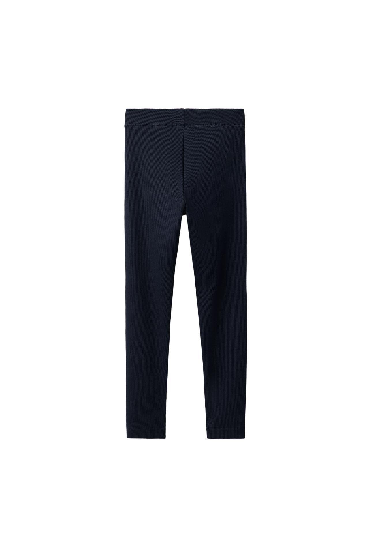 LABEL DETAIL RIBBED LEGGINGS — Navy blue