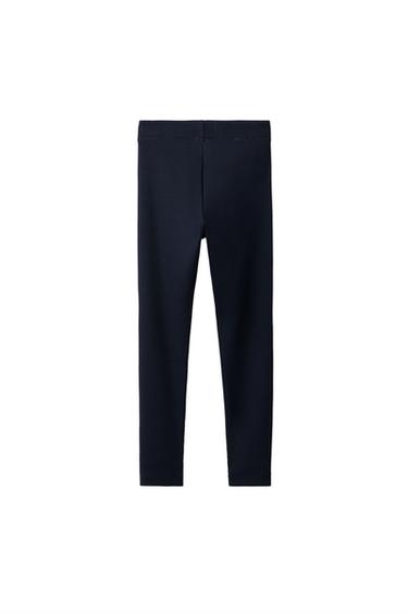 LABEL DETAIL RIBBED LEGGINGS — Navy blue 2