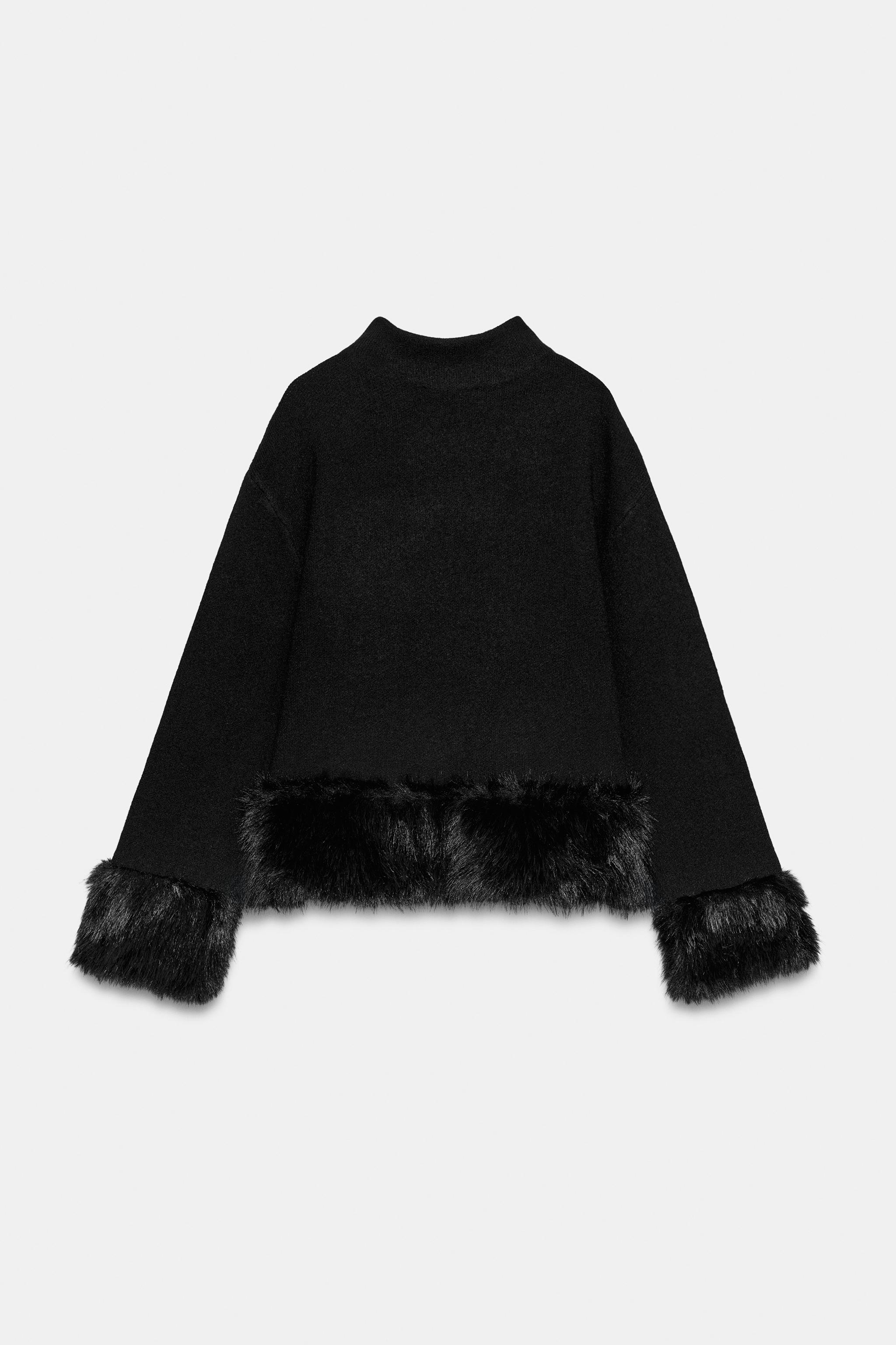 FAUX FUR EFFECT COMBINED SWEATER