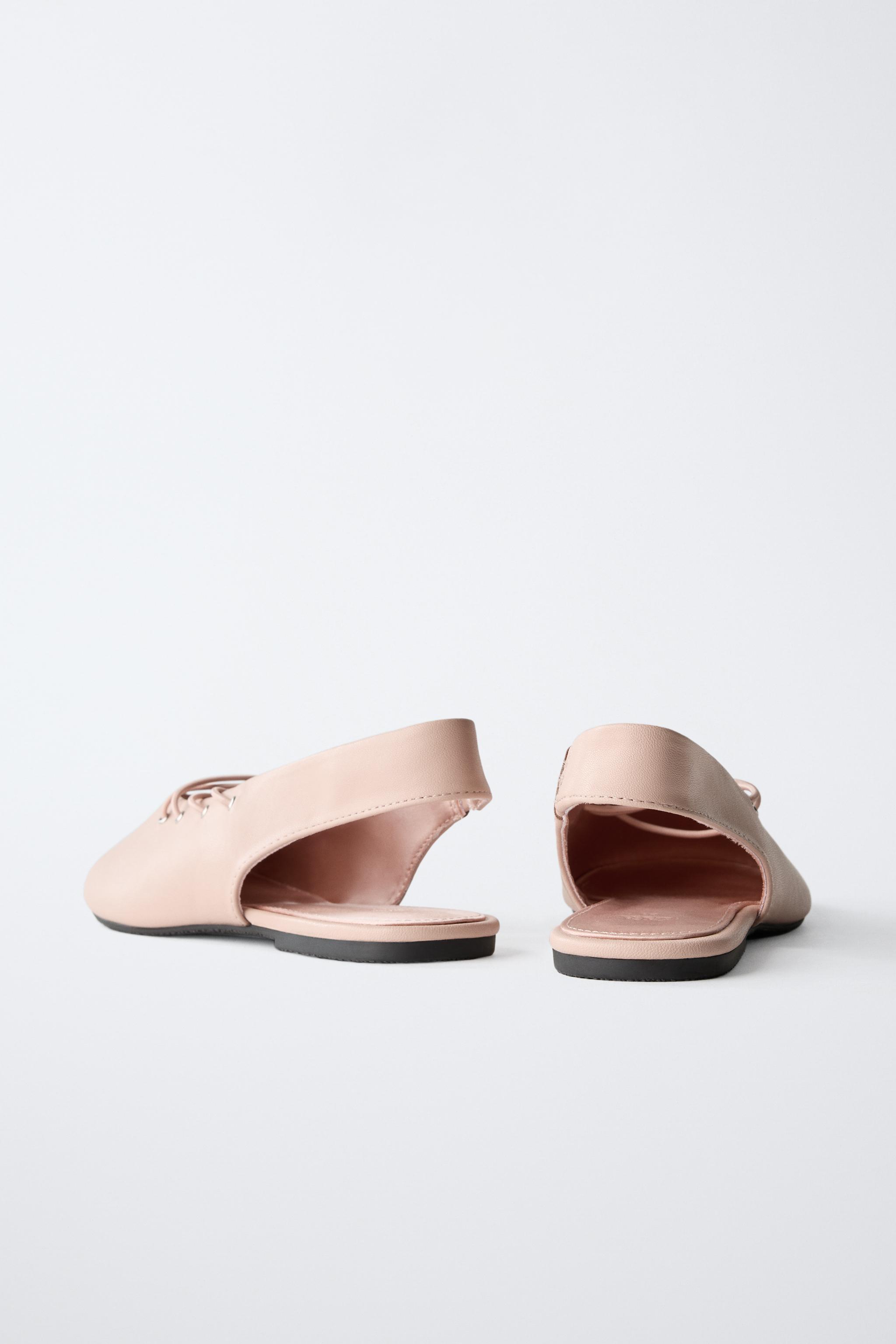 【PORTERNA】Sarah Lace Up Flat Shoes SLINGBACK DOUBLE BUCKLE BALLET FLATS - Black | ZARA United