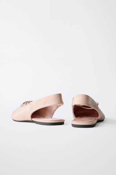 BALLERINES OUVERTES À L'ARRIÈRE À LACETS - Rose de Zara - Image 4