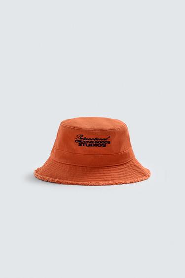 COTTON BUCKET HAT - Orange by Zara