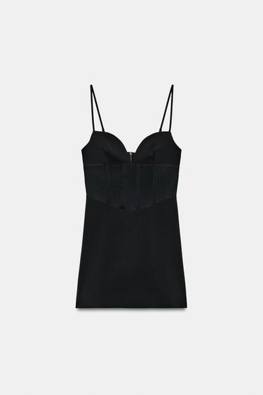 VESTIDO CORSETERO COMBINADO - Negro de Zara