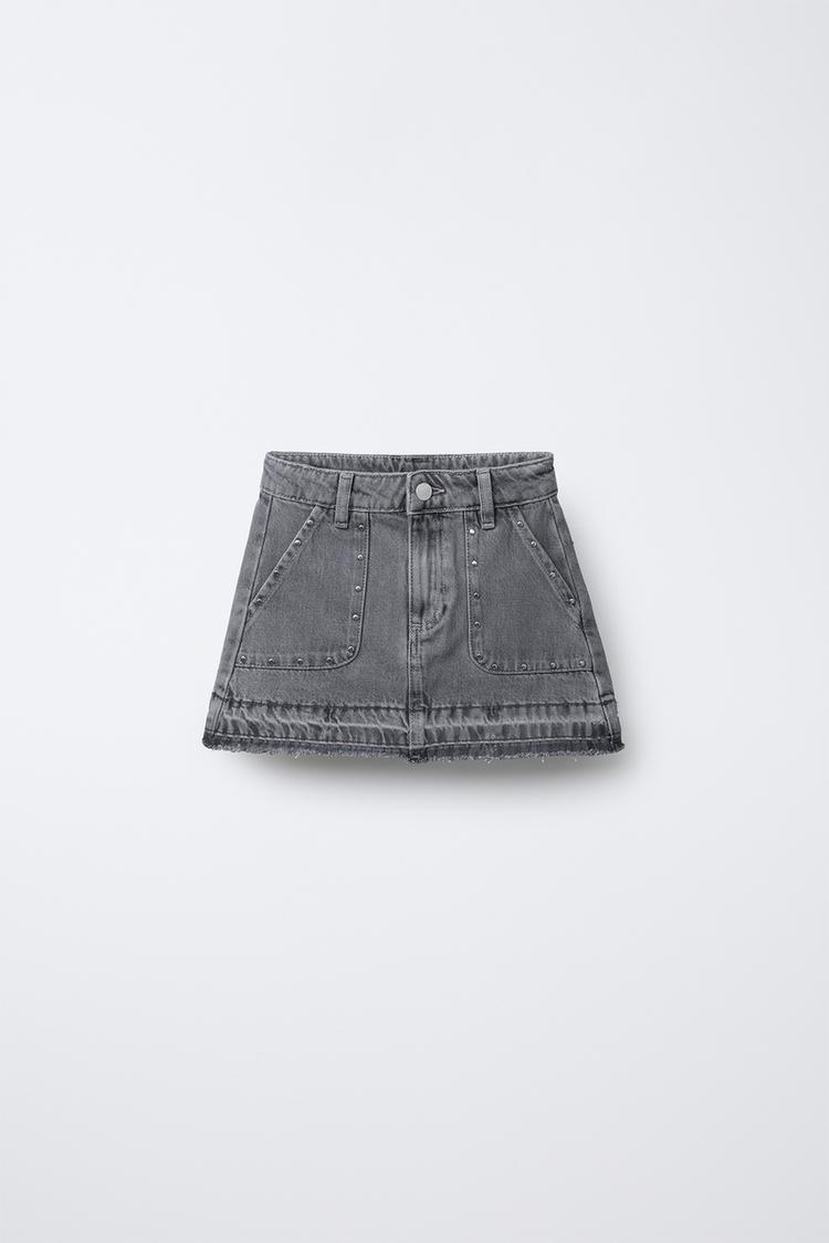 STUDDED DENIM SKIRT Dark grey ZARA South Africa