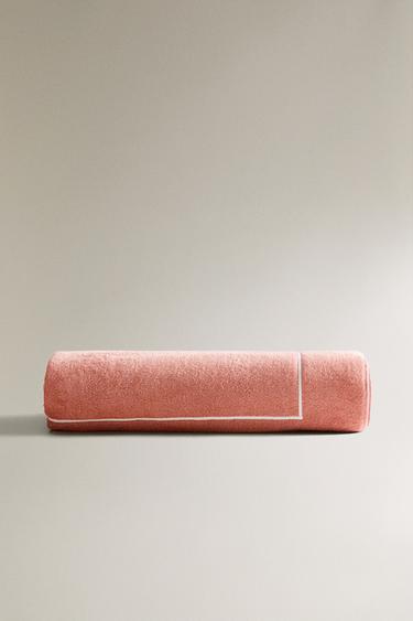 COTTON BEACH TOWEL WITH TRIM - Coral by Zara - Image 1