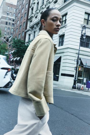 CHAQUETA PIEL ANTE 100% ZW COLLECTION LIMITED EDITION - Mantequilla de Zara