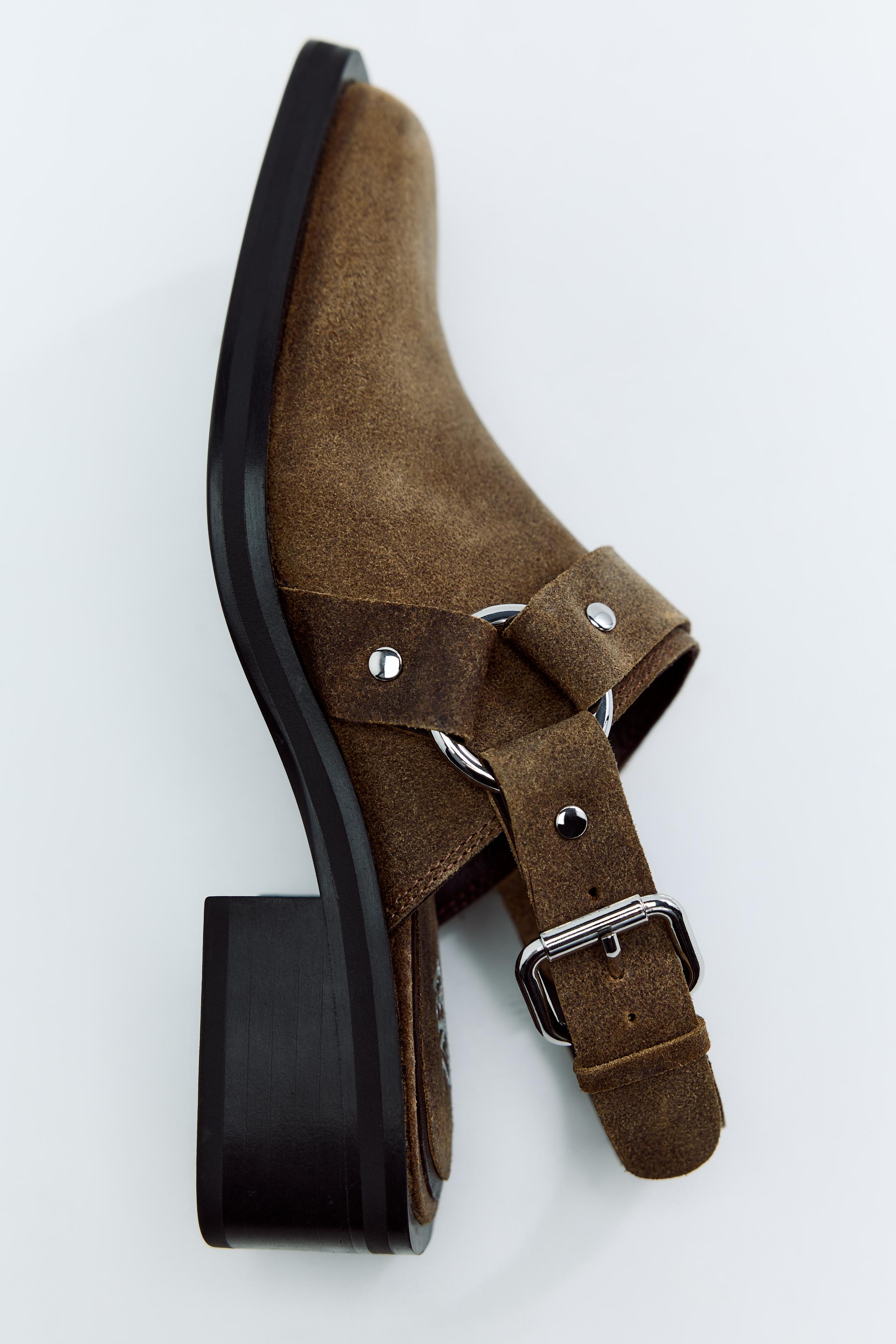 Mule tacon piel online zara