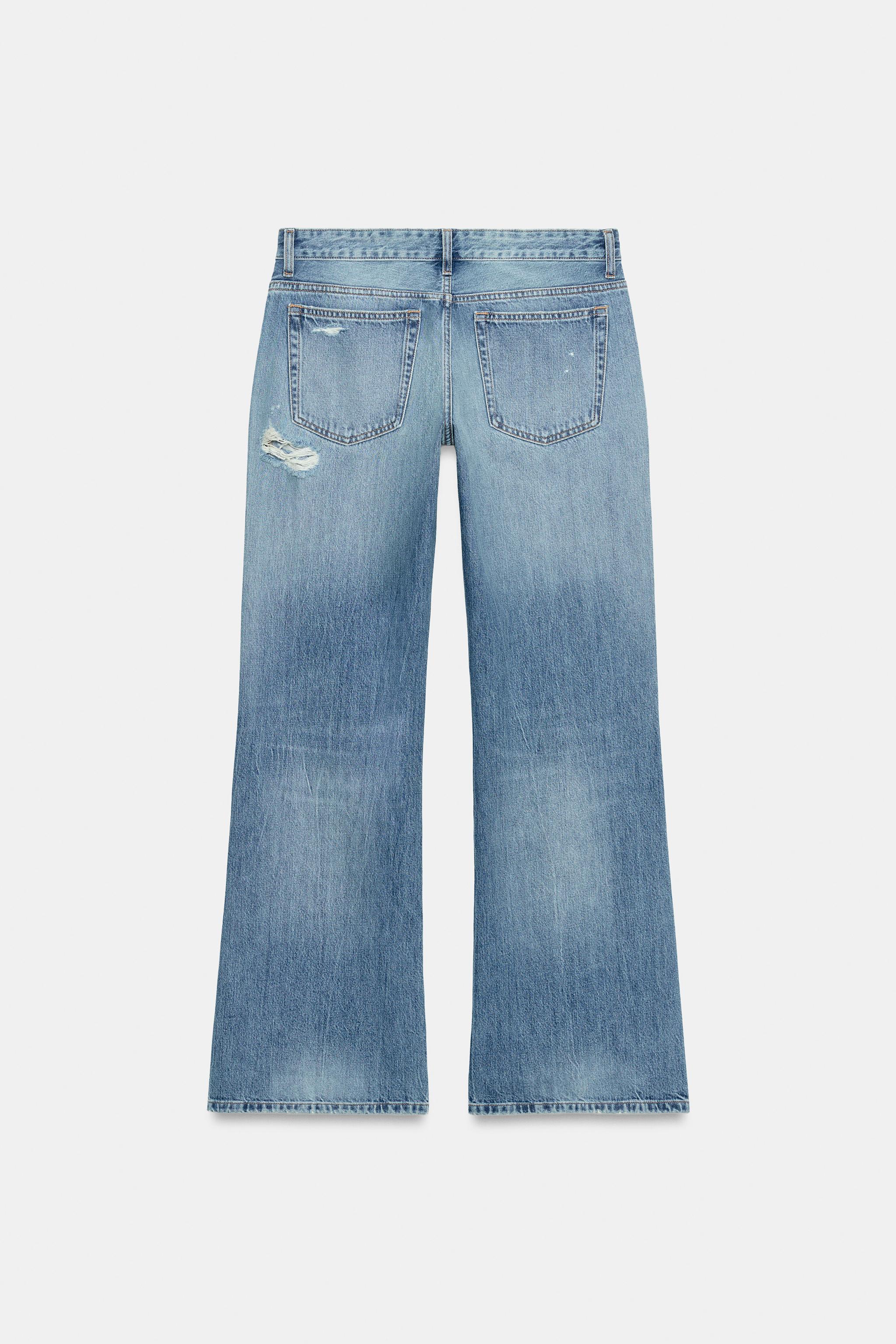 JEAN TRF WIDE LEG FLARE TAILLE BASSE DÉCHIRÉ
