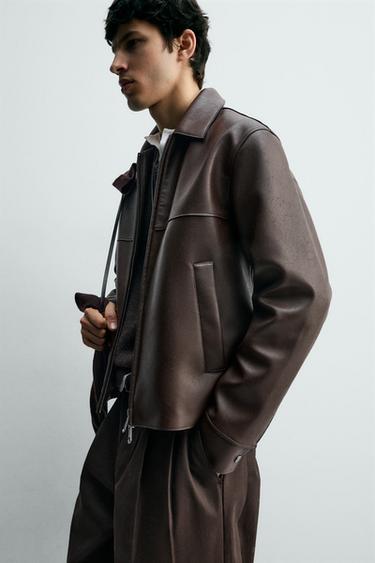 BLOUSON EN MATIÈRE SYNTHÈTIQUE - Marron de Zara - Image 6