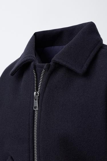 SYNTHETIC WOOL JACKET WITH POCKETS - Navy blue by Zara - Image 4