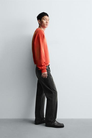 SWEATSHIRT WITH SPRAY TEXT PRINT - Red by Zara - Image 3