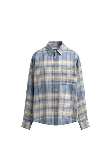 RELAXED FIT TERNET SKJORTE - grå/blå fra Zara