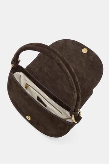 LEATHER CROSSBODY BAG - Chocolate by Zara - Image 3