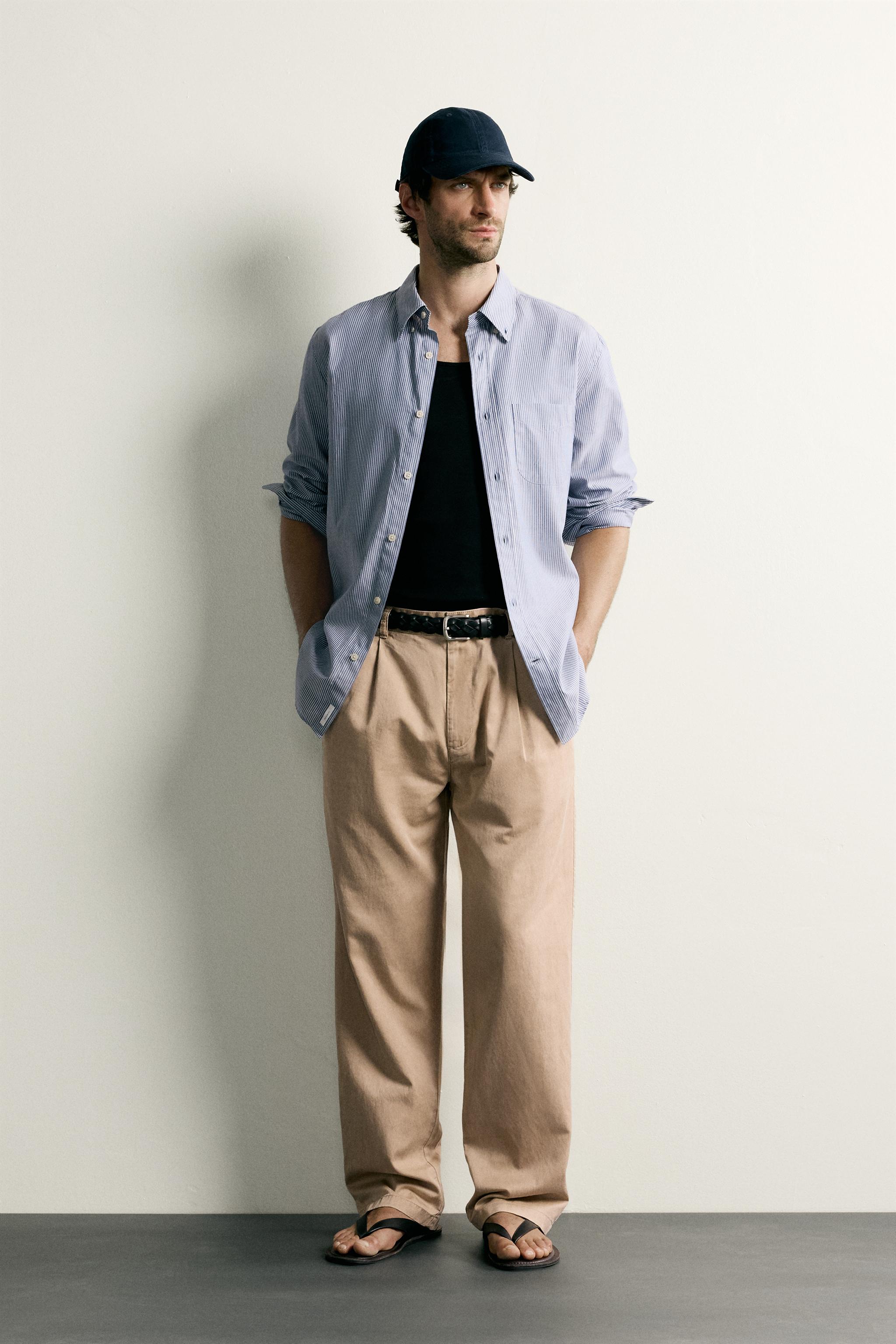 PANTALON CHINO DÉCONTRACTÉ À PLIS
