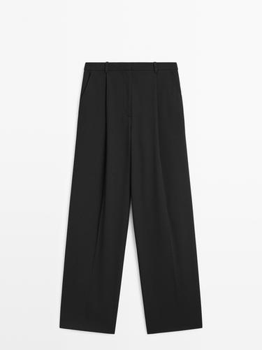 Pantalón de pinzas wide leg - Negro de Zara