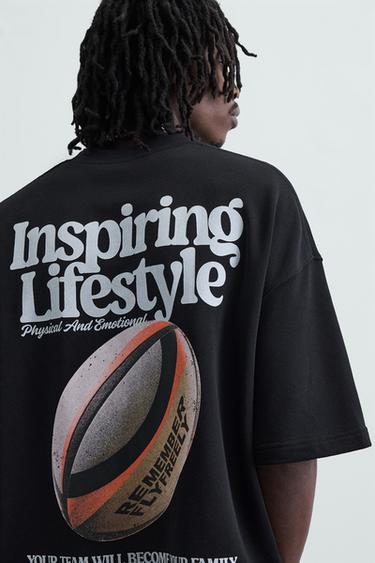 SUDADERA GRÁFICOS ESTAMPADOS - Negro de Zara