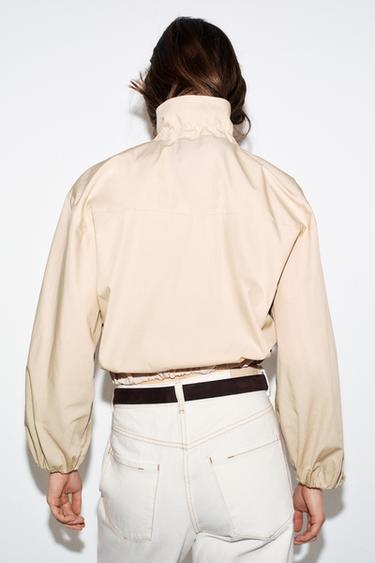POPLIN SHIRT WITH CONTRAST COLLAR - Light camel by Zara - Image 3