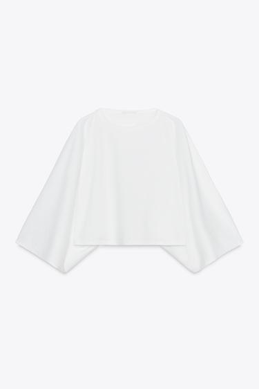 ASYMMETRIC CAPE T-SHIRT - White by Zara - Image 5