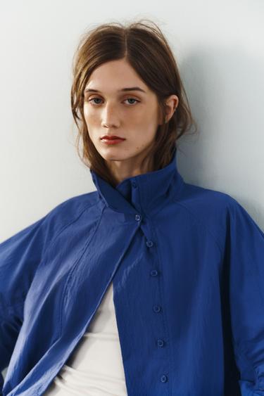 TECHNICAL FABRIC BUTTONED JACKET - Bluish by Zara