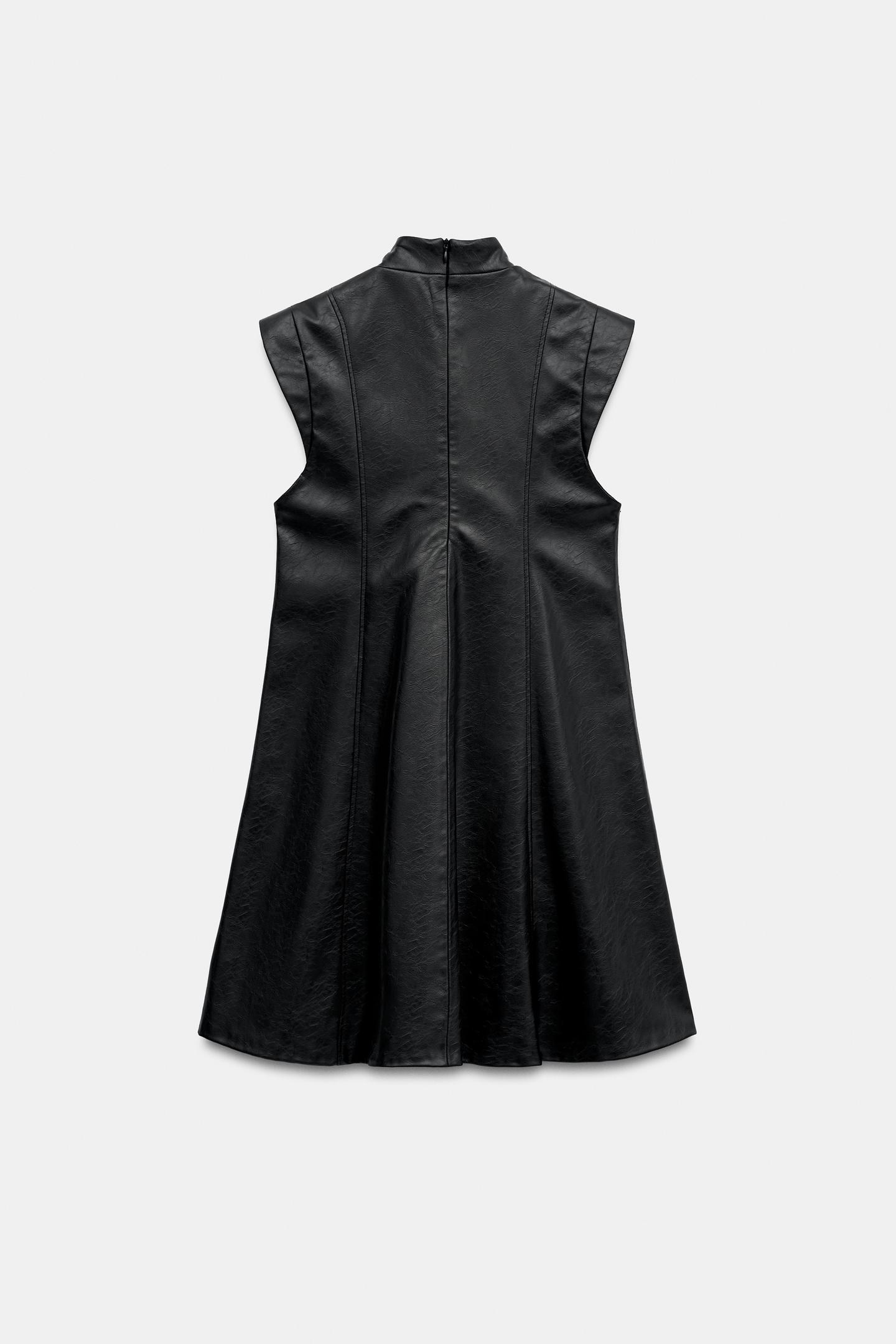Женское платье Zara Faux Leather Mini, цвет: Чёрный — фото 8