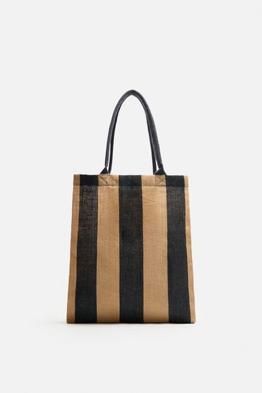 STRIPED SHOPPER BAG - Navy blue by Zara