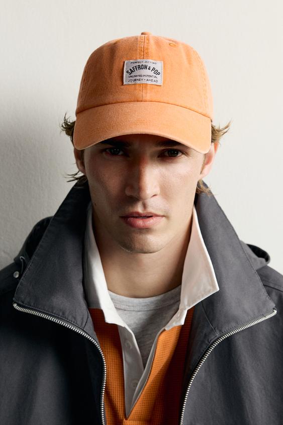 WASHED CONTRAST PATCH CAP - Orange by Zara - Image 0