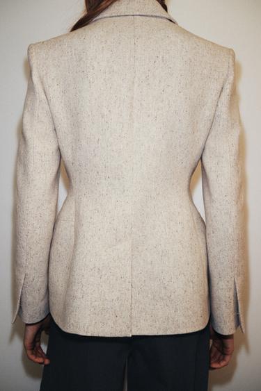 ZW COLLECTION FITTED WOOL PEPLUM BLAZER - Beige by Zara - Image 3