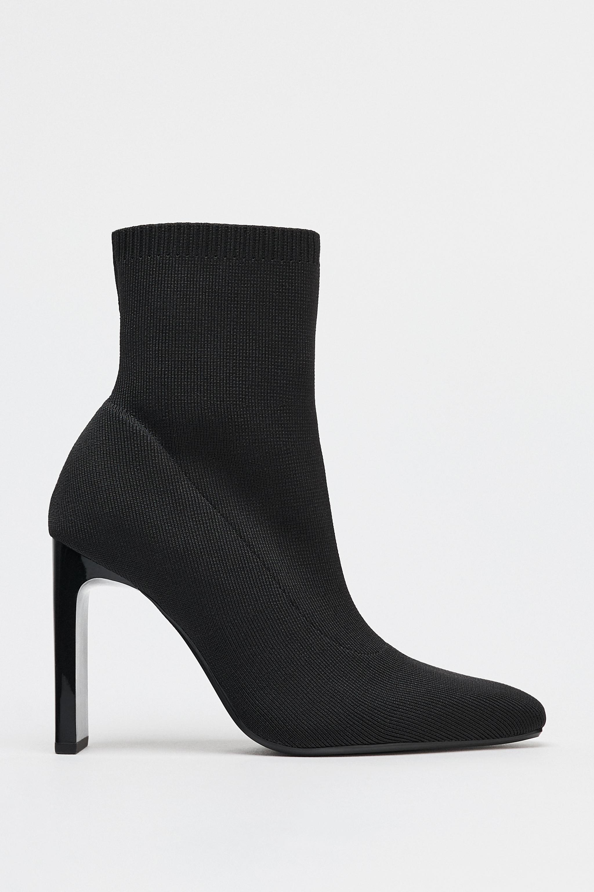 Botin Tacon Fino Stiletto Negro Zara Botin Tacon Brillos Zara