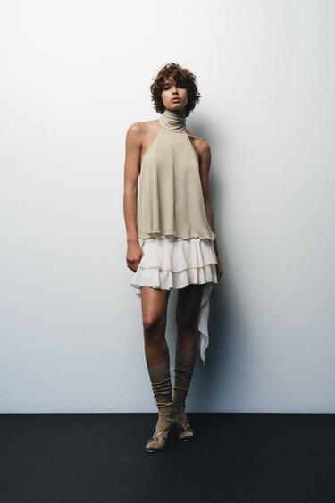 TOP HALTER FIL MÉTALLISÉ - Doré de Zara - Image 1