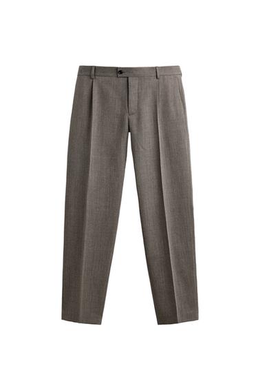 WOOL SUIT TROUSERS - camel by Zara