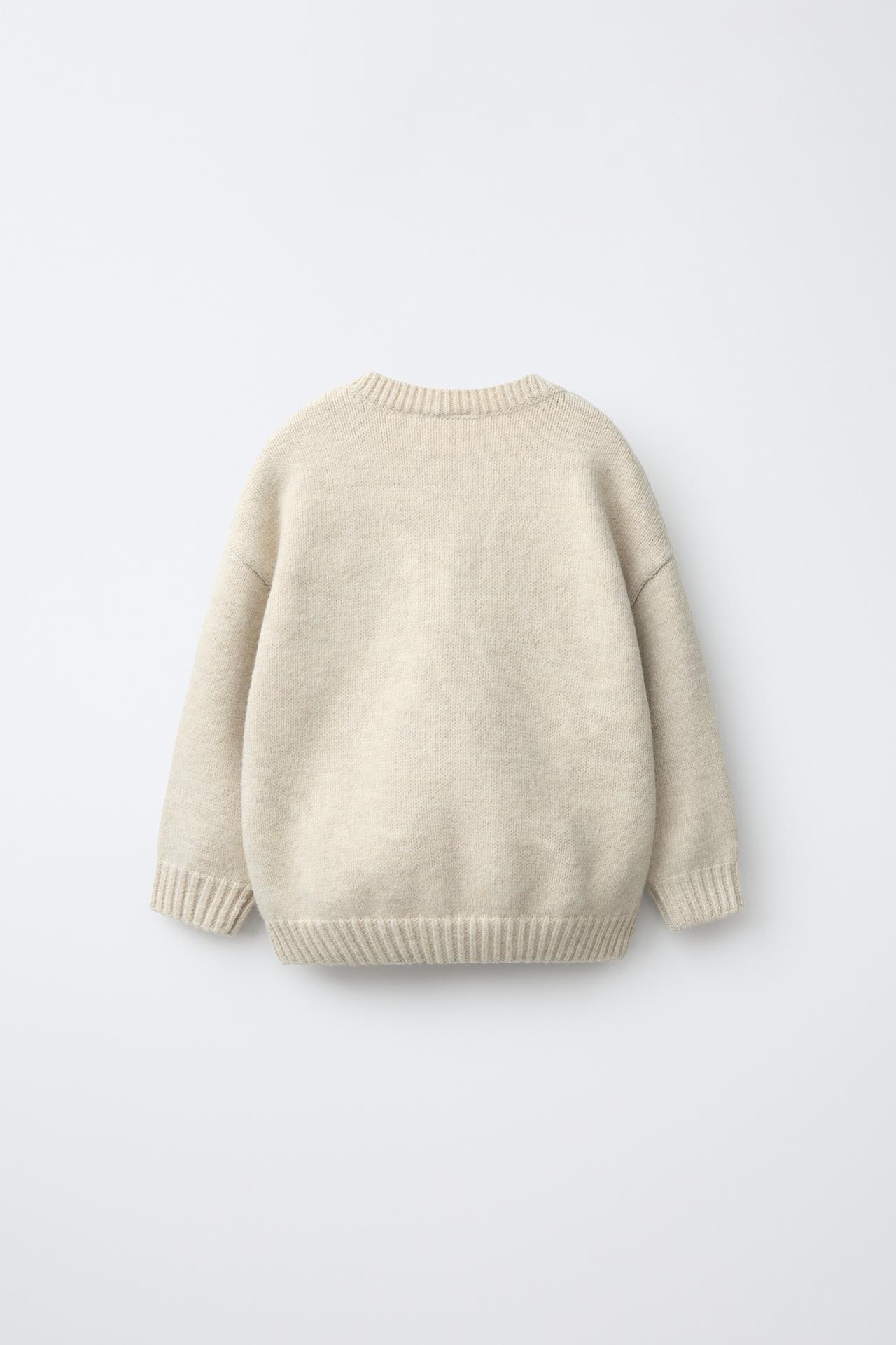 FARM EMBROIDERY KNIT SWEATER — Light beige