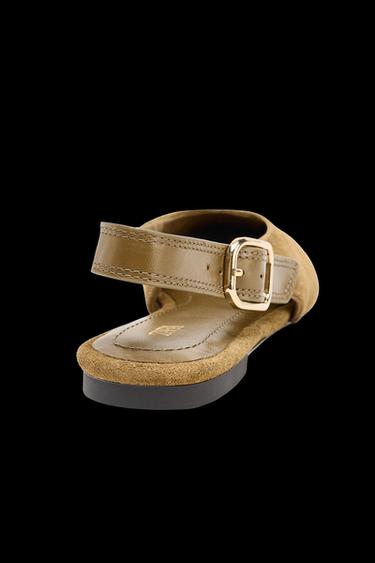 ZAPATO DESTALONADO PIEL COMBINADO - Verde Caqui de Zara