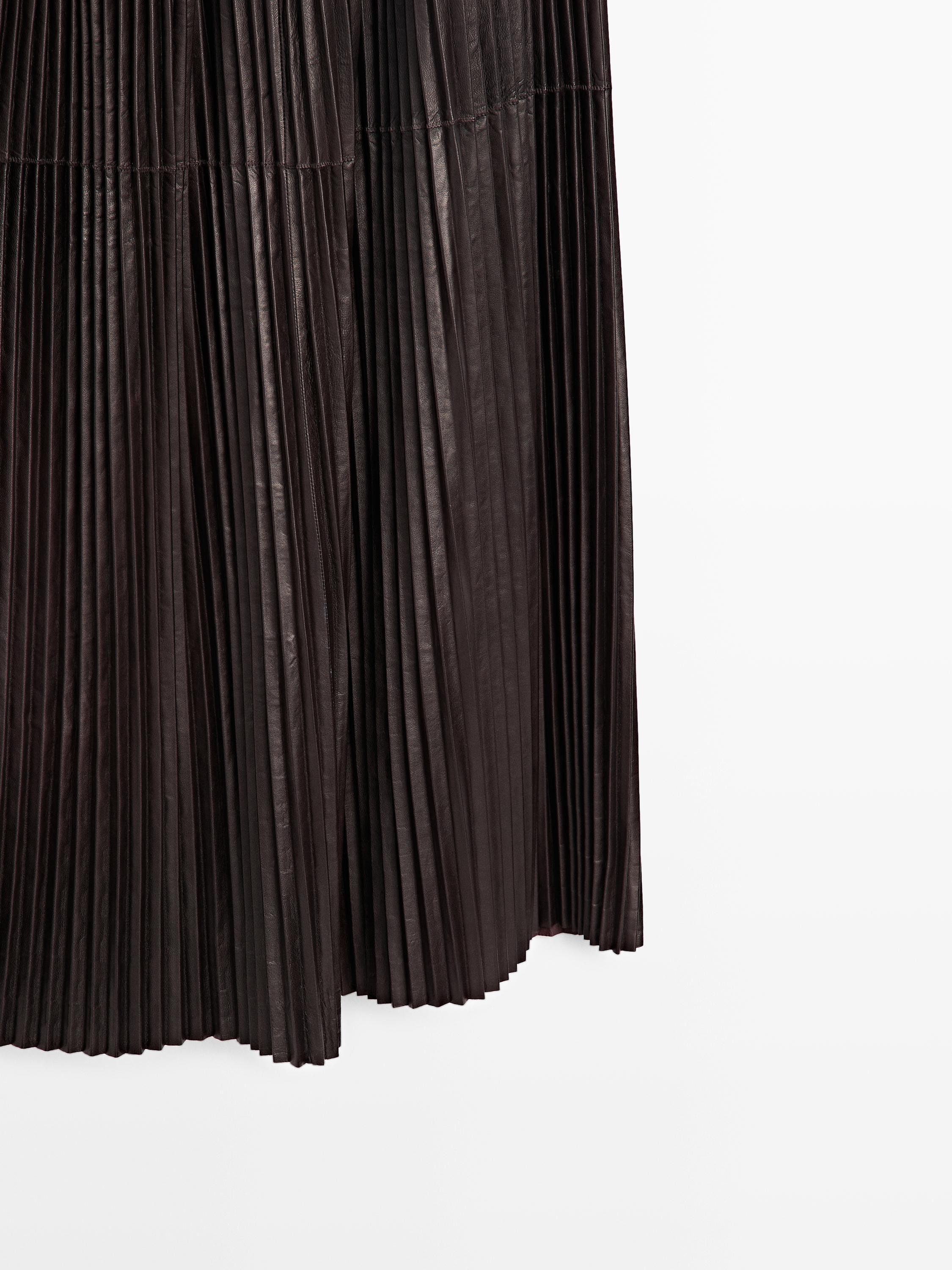 Long pleated nappa leather skirt - LIMITED
