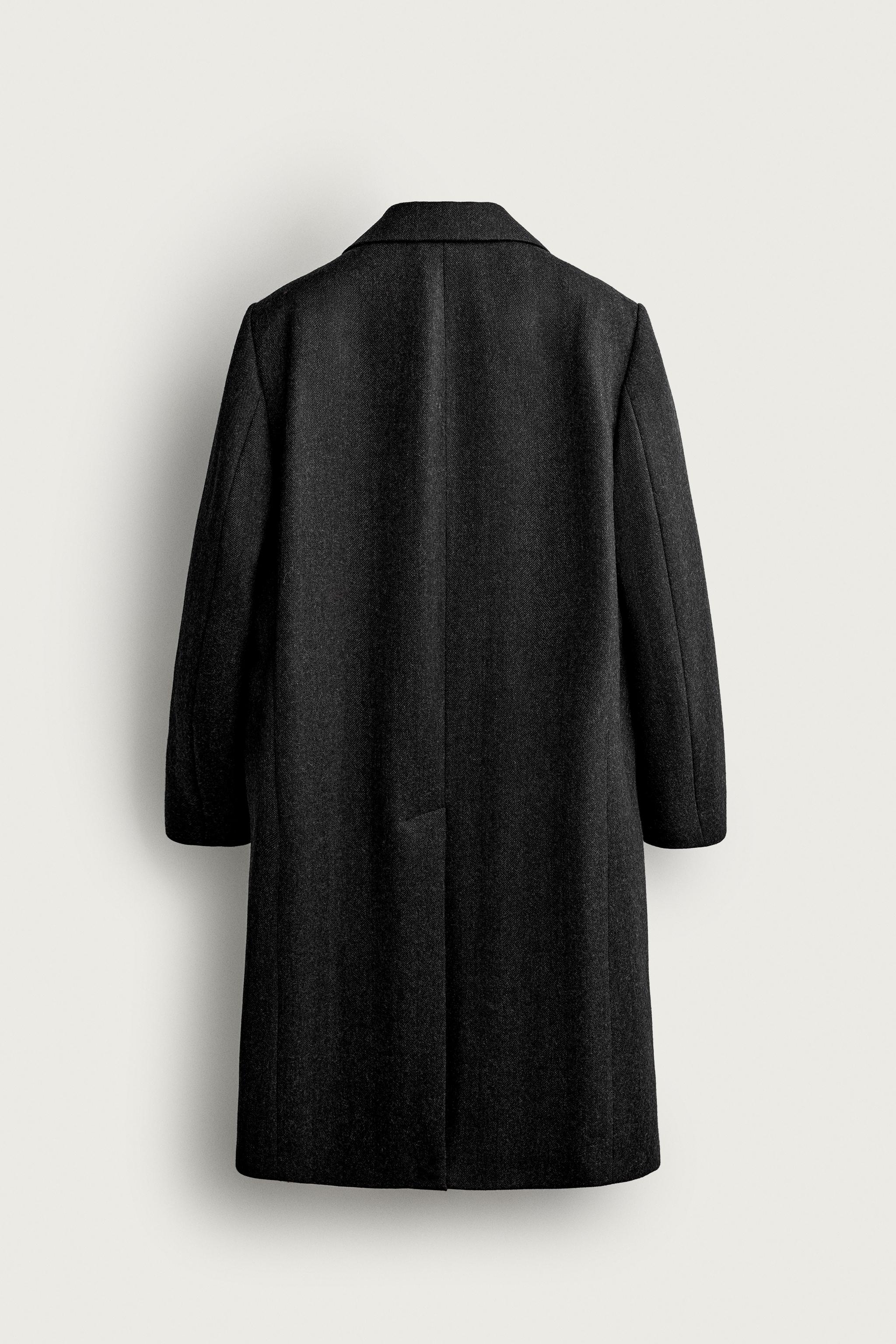 ヘリンボーン 100% ウール ダブルブレストコート - グレー | ZARA