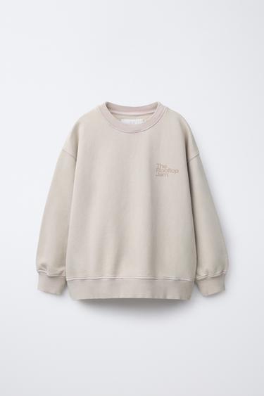 Zara TEXT PRINT SWEATSHIRT - Brown / Taupe