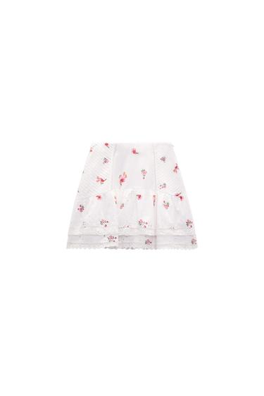 CONTRAST FLORAL PRINT MINI SKIRT