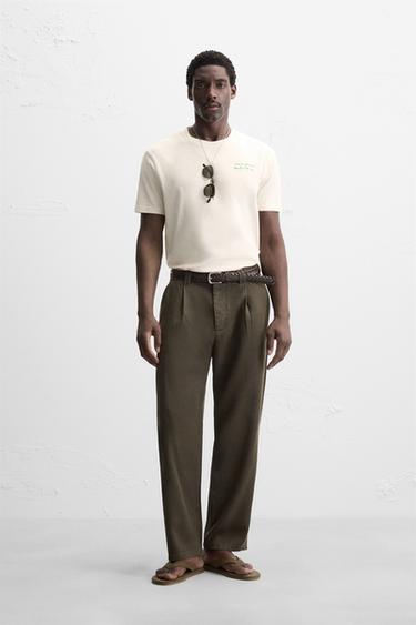 تيشيرت برسمة مدموجة - أبيض مكسور by Zara