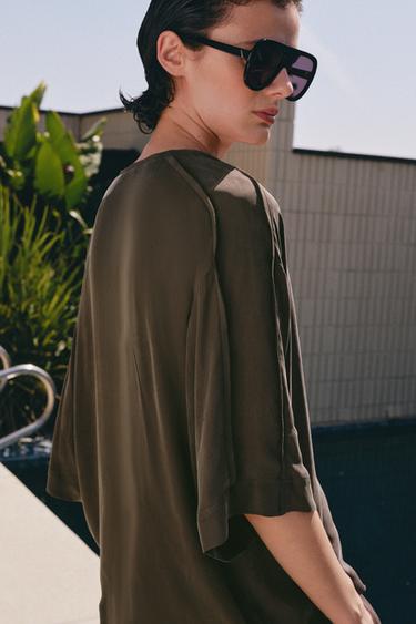 ZW COLLECTION FLOWING BLOUSE WITH TIES - Grey by Zara - Image 2