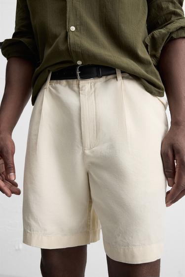 PLEATED REGULAR FIT BERMUDA SHORTS - Oyster-white by Zara - Image 5