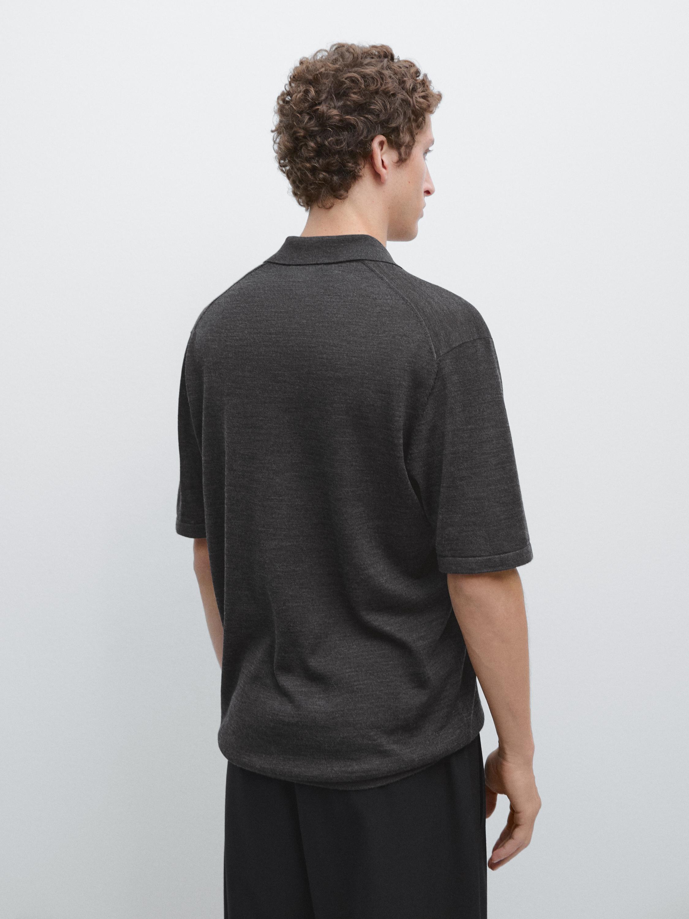 Knit V-neck polo shirt
