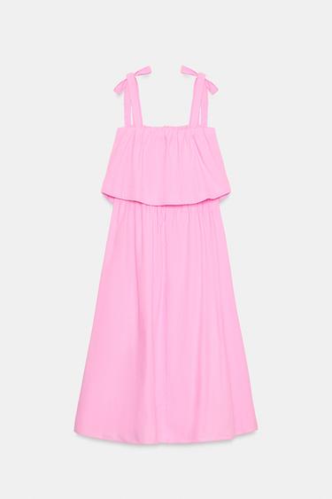 ROBE MIDI EN POPELINE À NŒUDS - Rose moyen de Zara - Image 8