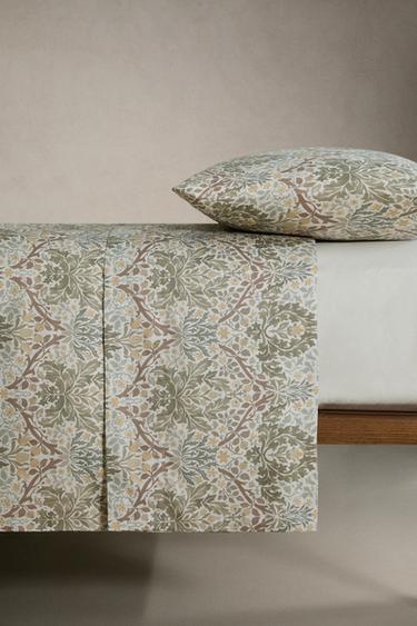 MORRIS & CO. LEAVES COTTON SATEEN DUVET COVER - Green by Zara - Image 2