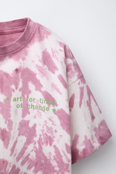 T-SHIRT IMPRIMÉ TIE DYE - Violet de Zara - Image 2