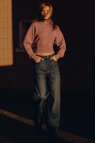 JEANS TRF STRAIGHT WIDE TIRO ALTO - Marino de Zara