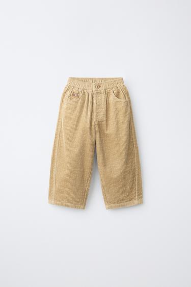 CORDUROY SEERSUCKER BAGGY PANTS — Beige 1
